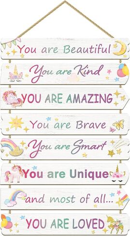Girls Room Decor Unicorn Room Decor for Girls Bedroom Inspirational Wall Art for Kids Rainbow Wall Decorations Little Girl Toddler Room Wood Sign Nursery Room Decor (unicorn-rainbow) in Kuwait