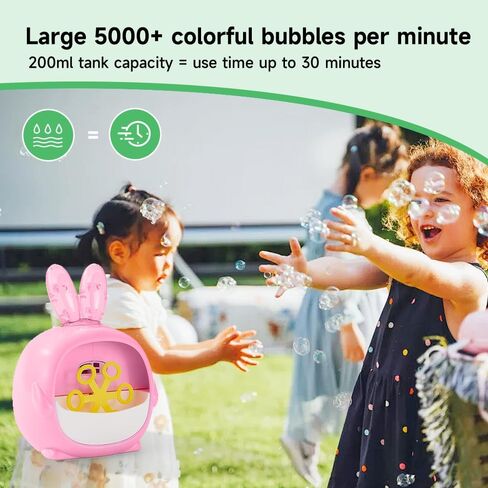 Automatic Bubble Machine, Upgraded Animal Bubble Blower with 6 Wands and Bubble Solution for Boys Girls, Portable Outdoor/Indoor Toy for Toddler, Gift for Birthday/Wedding/Family(Rabbit) in Saudi Arabia