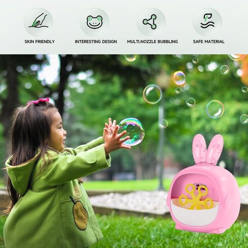 Automatic Bubble Machine, Upgraded Animal Bubble Blower with 6 Wands and Bubble Solution for Boys Girls, Portable Outdoor/Indoor Toy for Toddler, Gift for Birthday/Wedding/Family(Rabbit) in Saudi Arabia