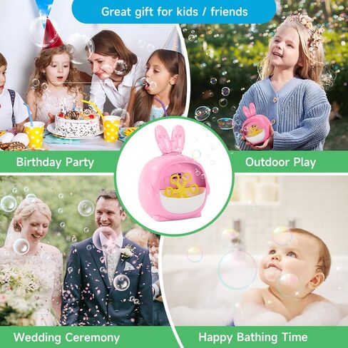 Automatic Bubble Machine, Upgraded Animal Bubble Blower with 6 Wands and Bubble Solution for Boys Girls, Portable Outdoor/Indoor Toy for Toddler, Gift for Birthday/Wedding/Family(Rabbit) in Saudi Arabia