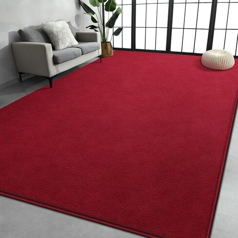 Large Area Rugs for Living Room Bedroom, 5x8 Feet Burgundy Red Rug, Minimalist Modern Shag Rug, Soft Thick Memory Foam Indoor Carpet, Non-Slip Washable Rug for Boys Girls Dorm Nursery Room Home Decor in Saudi Arabia