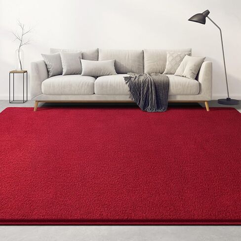 Large Area Rugs for Living Room Bedroom, 5x8 Feet Burgundy Red Rug, Minimalist Modern Shag Rug, Soft Thick Memory Foam Indoor Carpet, Non-Slip Washable Rug for Boys Girls Dorm Nursery Room Home Decor in Saudi Arabia