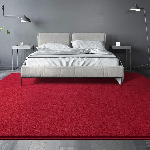 Large Area Rugs for Living Room Bedroom, 5x8 Feet Burgundy Red Rug, Minimalist Modern Shag Rug, Soft Thick Memory Foam Indoor Carpet, Non-Slip Washable Rug for Boys Girls Dorm Nursery Room Home Decor in Saudi Arabia