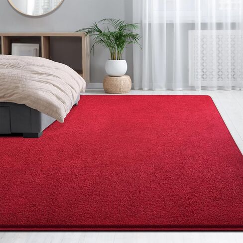 Large Area Rugs for Living Room Bedroom, 5x8 Feet Burgundy Red Rug, Minimalist Modern Shag Rug, Soft Thick Memory Foam Indoor Carpet, Non-Slip Washable Rug for Boys Girls Dorm Nursery Room Home Decor in Saudi Arabia