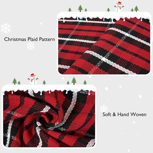 Buffalo Plaid Rug 35"x59",Christmas Cotton Front Door Mat Machine Washable Outdoor Entryway Rugs, Checkered Indoor Floor Throw Rugs for Porch Doorway Living Room Decor(Black and Red) in Kuwait