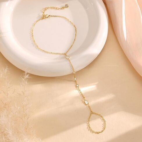 سلسلة يد سوار خاتم أنيق سلسلة يد للنساء أساور مطلية بالذهب مجوهرات عصرية لمجوهرات الزفاف هدايا عيد الميلاد للنساء in Kuwait