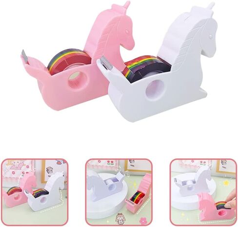 STOBOK 2pcs Tape Dispenser Cartoon Tape Holder Shape Rainbow Tape Cutter Washi Tape Dispensers Desktop Washi Paper Dispenser for Office Home School in Saudi Arabia