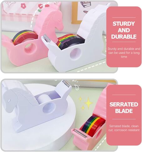 STOBOK 2pcs Tape Dispenser Cartoon Tape Holder Shape Rainbow Tape Cutter Washi Tape Dispensers Desktop Washi Paper Dispenser for Office Home School in Saudi Arabia