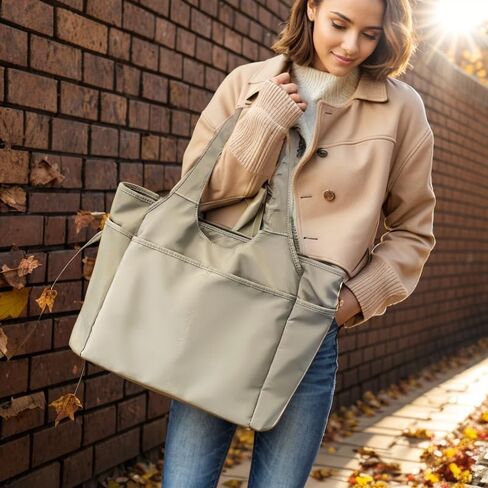 Gym Tote Bags for Women 35L, Travel Duffel Bag Compartments with Zipper, Shoulder Weekender Overnight Bag for 16in Laptop (Grey) in Saudi Arabia