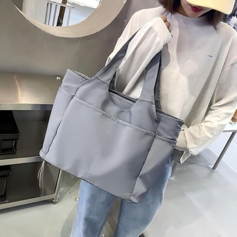 Gym Tote Bags for Women 35L, Travel Duffel Bag Compartments with Zipper, Shoulder Weekender Overnight Bag for 16in Laptop (Grey) in Saudi Arabia