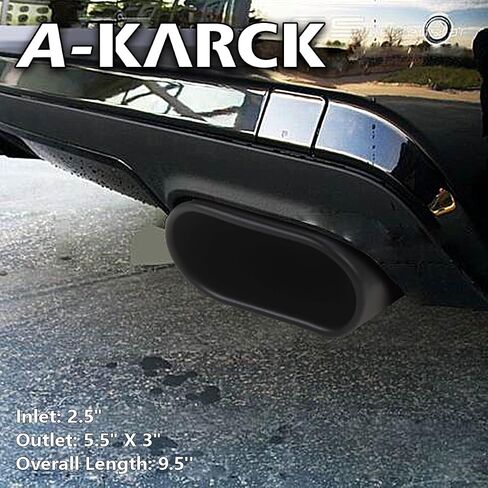 طرف عادم مستطيل A-KARCK مدخل 2.5 بوصة، طرف أنبوب عادم مربع مطلي باللون الأسود مقاس 3 بوصة × 5.5 بوصة مخرج 9.5 بوصة على التصميم سهل التركيب in Saudi Arabia