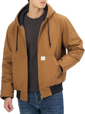 سترة HISEA للرجال فضفاضة تناسب البطة المغسولة النشطة سترة شتوية معزولة من القماش بغطاء للرأس مع جيوب in Kuwait