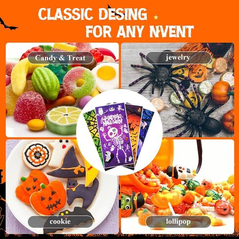 HiloPack Halloween Treat Bags for Candy, 50Pcs Halloween Goodie Bags with Twist Ties, Halloween Candy Bags Gift Bags for Kids Halloween Trick or Treat Party Supplies, Hallowen Favors Bag Decor (Goody) in Saudi Arabia