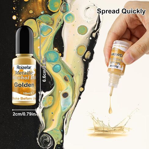 Alcohol Ink Set - 40 Bottles Vivid Colors High Concentration Metallic Alcohol Paint Resin Dye, Safe Fast Drying Effect, Alcohol Ink for Epoxy Resin, Art Painting, Glass, Tumbler Making, 10ml Each in Saudi Arabia
