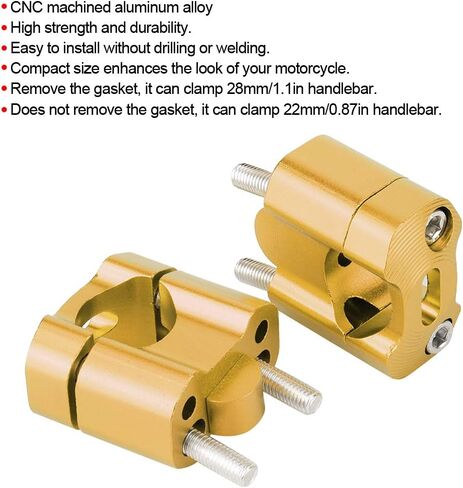 Motorcycle Handlebar Mount Clamps CNC Machined Aluminum Alloy Riser Adapter (Gold) in Saudi Arabia