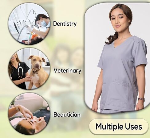 Scrubs for Women - Fitted Scrubs Set for Women, Soft & Cute Joggers Sets - 8 Pocket V-Neck Top Skinny Cargo Scrub in Saudi Arabia