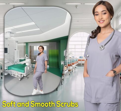 Scrubs for Women - Fitted Scrubs Set for Women, Soft & Cute Joggers Sets - 8 Pocket V-Neck Top Skinny Cargo Scrub in Saudi Arabia