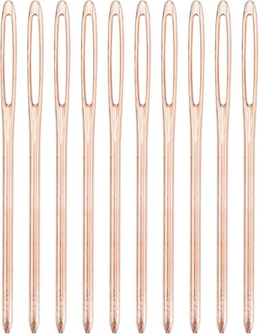 uxcell 30 Pcs Large Eye Sewing Needles, 2.36 Inch 2mm High Carbon Iron Embroidery Thread Needle Sewing Blunt Needle Knitting Needles for Hand Sewing Art Crafts, Rose Gold in Saudi Arabia