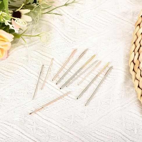 uxcell 30 Pcs Large Eye Sewing Needles, 2.36 Inch 2mm High Carbon Iron Embroidery Thread Needle Sewing Blunt Needle Knitting Needles for Hand Sewing Art Crafts, Rose Gold in Saudi Arabia