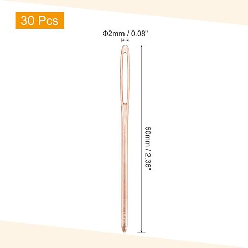 uxcell 30 Pcs Large Eye Sewing Needles, 2.36 Inch 2mm High Carbon Iron Embroidery Thread Needle Sewing Blunt Needle Knitting Needles for Hand Sewing Art Crafts, Rose Gold in Saudi Arabia