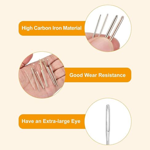 uxcell 30 Pcs Large Eye Sewing Needles, 2.36 Inch 2mm High Carbon Iron Embroidery Thread Needle Sewing Blunt Needle Knitting Needles for Hand Sewing Art Crafts, Rose Gold in Saudi Arabia