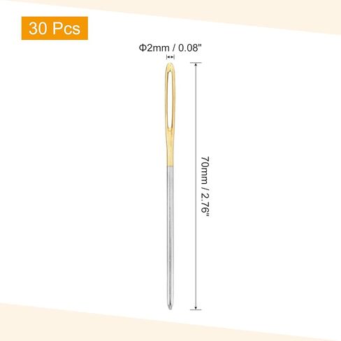 uxcell 30 Pcs Large Eye Sewing Needles, 2.36 Inch 2mm High Carbon Iron Embroidery Thread Needle Sewing Blunt Needle Knitting Needles for Hand Sewing Art Crafts, Rose Gold in Saudi Arabia