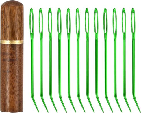 uxcell 12 Pcs Yarn Needle Kit, 3.15 Inch Tapestry Needles Bent High Carbon Iron Large Eye Sewing Darning Needles Hand Sewing Needles with Storage for Hand Sewing Art Crafts, Purple in Saudi Arabia