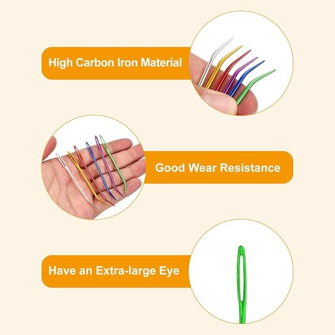 uxcell 12 Pcs Yarn Needle Kit, 3.15 Inch Tapestry Needles Bent High Carbon Iron Large Eye Sewing Darning Needles Hand Sewing Needles with Storage for Hand Sewing Art Crafts, Purple in Saudi Arabia