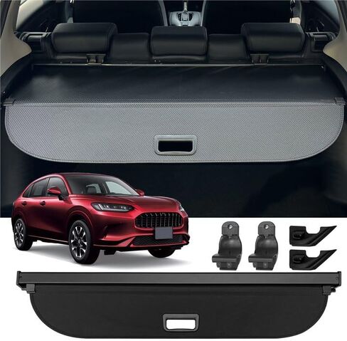 غطاء شحن لسيارة Honda HRV 2023 2024، غطاء صندوق خلفي قابل للسحب متوافق مع Honda HR-V 2023 2024 ظل حماية أمان بدون فجوة ملحقات السيارة من ألياف الكربون، أسود in Kuwait