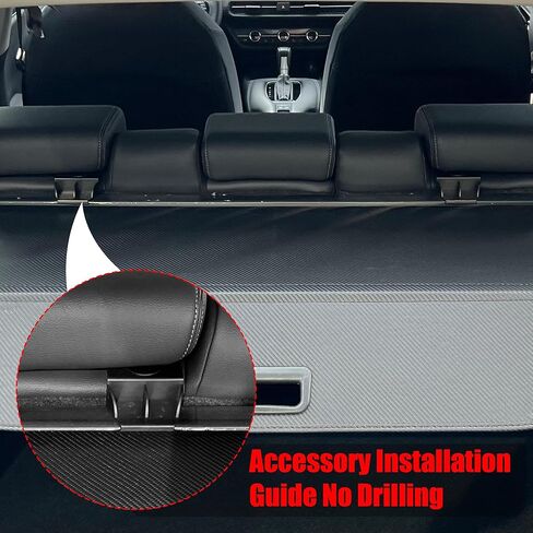 غطاء شحن لسيارة Honda HRV 2023 2024، غطاء صندوق خلفي قابل للسحب متوافق مع Honda HR-V 2023 2024 ظل حماية أمان بدون فجوة ملحقات السيارة من ألياف الكربون، أسود in Kuwait