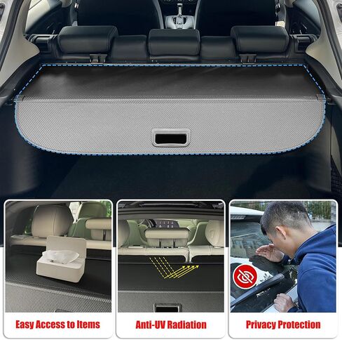 غطاء شحن لسيارة Honda HRV 2023 2024، غطاء صندوق خلفي قابل للسحب متوافق مع Honda HR-V 2023 2024 ظل حماية أمان بدون فجوة ملحقات السيارة من ألياف الكربون، أسود in Kuwait