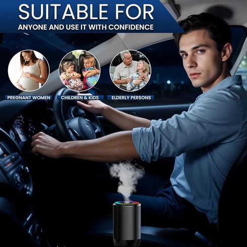 Car Air Freshener Diffuser with Smart On/Off, Car Freshener with 3 Adjustable Fragrance Intensities, Natural Long-Lasting Scents, Car Diffuser, Up to 4 Months, 40-Day Battery, Compact Design in Saudi Arabia