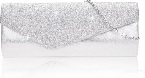 Larcenciel Metallic Patent Leather Clutch Purses for Women, Fashion Curved Flap Envelope Evening Handbags w/Chain Party Bags in Kuwait