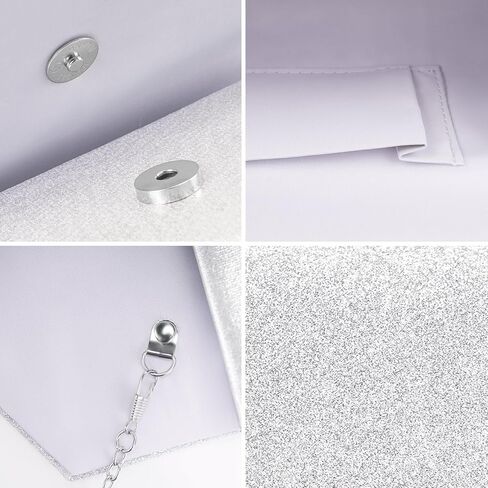 Larcenciel Metallic Patent Leather Clutch Purses for Women, Fashion Curved Flap Envelope Evening Handbags w/Chain Party Bags in Kuwait