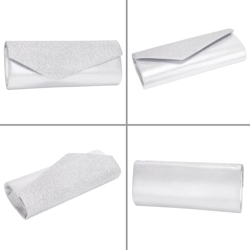 Larcenciel Metallic Patent Leather Clutch Purses for Women, Fashion Curved Flap Envelope Evening Handbags w/Chain Party Bags in Kuwait