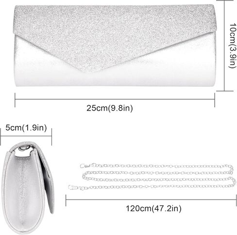 Larcenciel Metallic Patent Leather Clutch Purses for Women, Fashion Curved Flap Envelope Evening Handbags w/Chain Party Bags in Kuwait