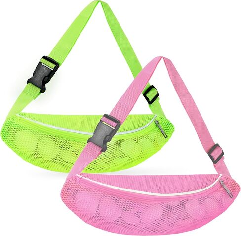 Shell Bag Mesh Beach Bag for Holding Shells Beach Toys Sand Toys Swimming Accessories for Boys and Girls 2 Piece (Pink&Green) in Saudi Arabia