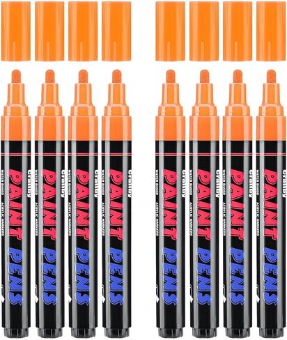 Black Paint Pens Paint Markers - 8 Pack Permanent Acrylic Quick Dry Waterproof Marker Pens for Rocks Wood Fabric Plastic Canvas Glass Mugs Metal Tire Stone in Saudi Arabia