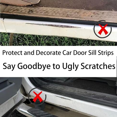4pcs Car Door Sill Protector Carbon Fiber Texture Stickers Car Door Sill Decoration Decal Compatible with Ford F250 Super Duty、 Ford F350 Super Duty and Ford F450 Super Duty (4x4 Offroad Style 1) in Saudi Arabia