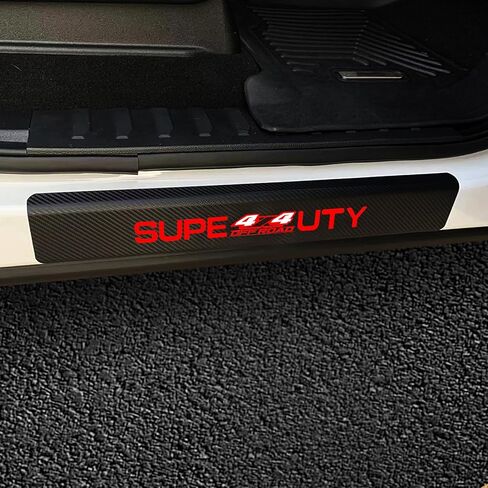 4pcs Car Door Sill Protector Carbon Fiber Texture Stickers Car Door Sill Decoration Decal Compatible with Ford F250 Super Duty、 Ford F350 Super Duty and Ford F450 Super Duty (4x4 Offroad Style 1) in Saudi Arabia