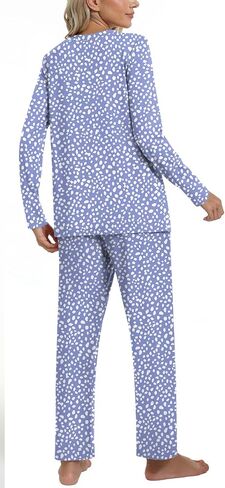 POPYOUNG Women's Pajama Set, Fall-Winter Lounge sets Long Sleeves Sleepwear V Neck with pockets 2 Piece Pjs Sets Nightwear in Saudi Arabia