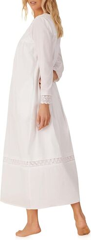 Eileen West Queen Anne's Lace Portofino Ballet Button Front Women's Robe, Long Sleeve, Side Pockets, 52" Length, 100% Cotton in Saudi Arabia