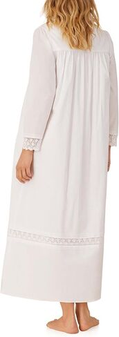 Eileen West Queen Anne's Lace Portofino Ballet Button Front Women's Robe, Long Sleeve, Side Pockets, 52" Length, 100% Cotton in Saudi Arabia
