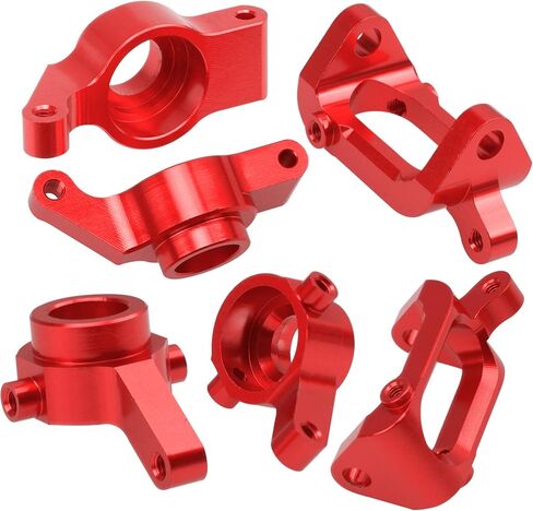 Aluminum Steering Knuckles Kit Swing Arm A-Arms & Shock Absorbers Compatible with Wltoys 1/18 A949 A959 A969 A979 K929 RC Car (Red) in Saudi Arabia