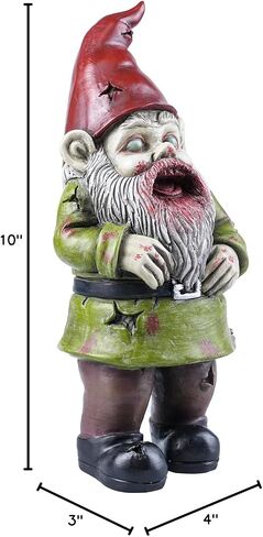 Zombie The Walking Dead Gnome Garden Statue Sculpture Scary Halloween Decoration - Resin, 10 Inches in Kuwait