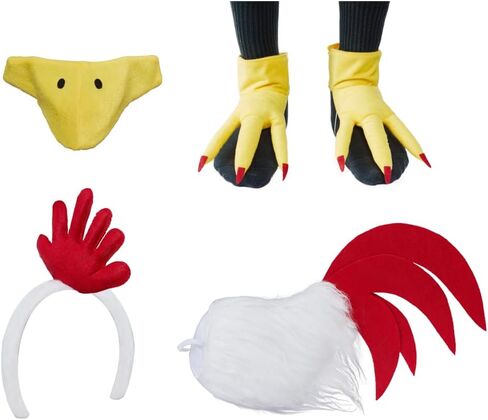 Rooster Chicken Costume Accessories Cosplay Adult Chicken Nose Mask Tail Headband Feet Shoes Suit Halloween Props Set in Saudi Arabia
