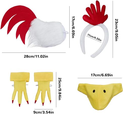 Rooster Chicken Costume Accessories Cosplay Adult Chicken Nose Mask Tail Headband Feet Shoes Suit Halloween Props Set in Saudi Arabia