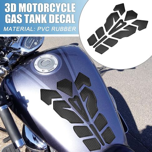 Universal 3D Motorcycle Gas Tank Decal 7.87''x5.59'' Gas Tank Protector Sticker Fuel Oil Gas Tank Pad Protector Sticker Decal PVC Rubber Black in Saudi Arabia