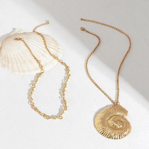 Layered Gold Conch Seashell Earring Necklace Choker Necklaces Jewelry Witch Necklace for Costume Accessory in Kuwait