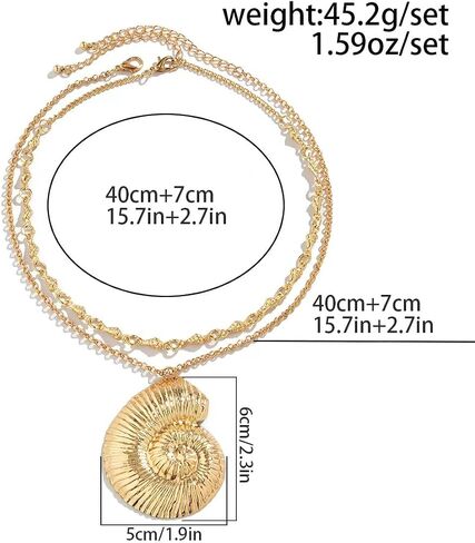 Layered Gold Conch Seashell Earring Necklace Choker Necklaces Jewelry Witch Necklace for Costume Accessory in Kuwait